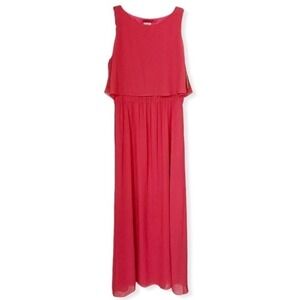 Cremieux Denise Coral Chiffon Maxi Dress Size Medium